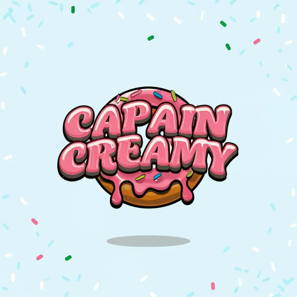 a logo design,with the text "Captain Creamy", main symbol:Donut that is dripping cream,Moderate,clear background