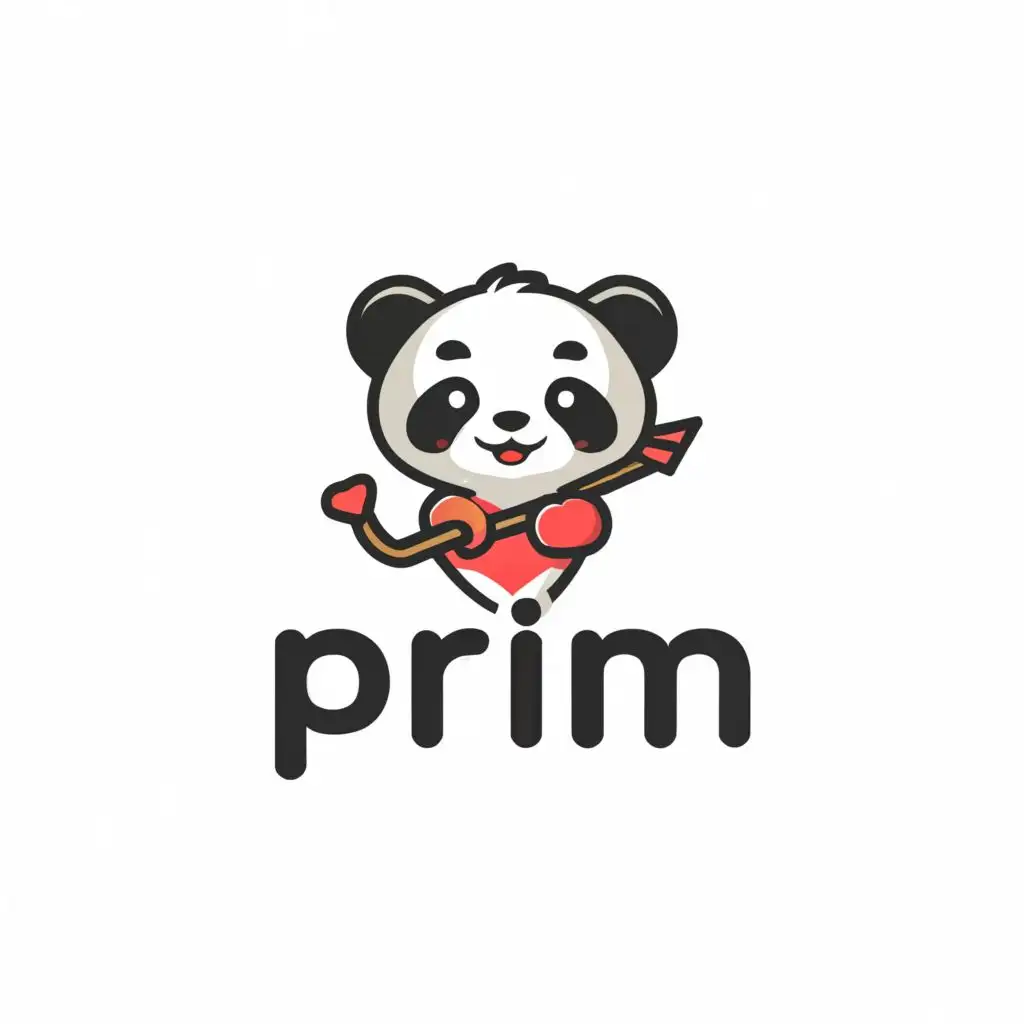 a logo design,with the text "Prim", main symbol:heart, panda, cupid, connection, love,Moderate,be used in Events industry,clear background