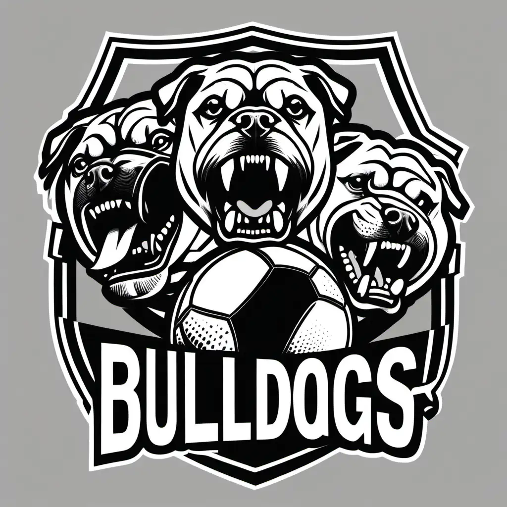 WE ARE BULDOGS, GROWLING TEETH, FOOTBALL, BLACK AND WHITE, NO BACKGROUND