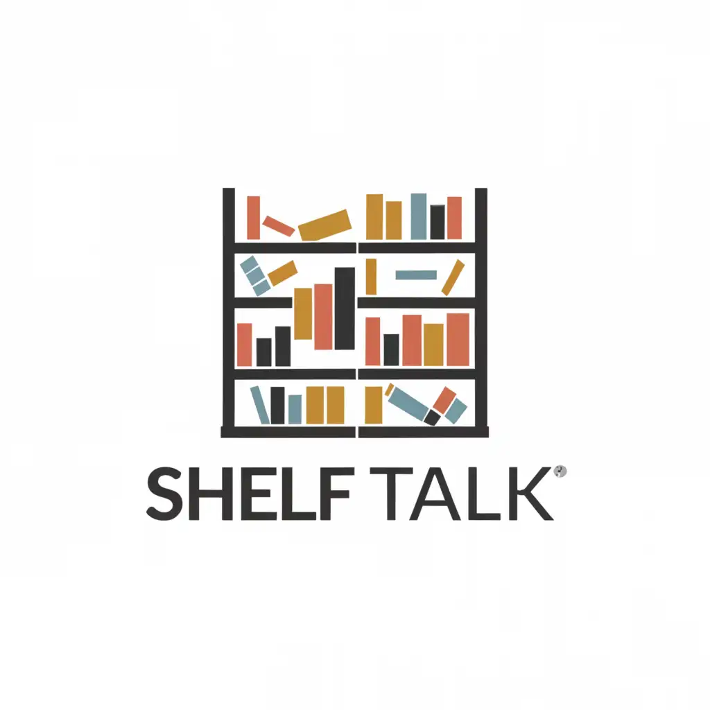 a logo design,with the text """"
Shelf Talk

"""", main symbol:Books on shelf,complex,be used in Entertainment industry,clear background
