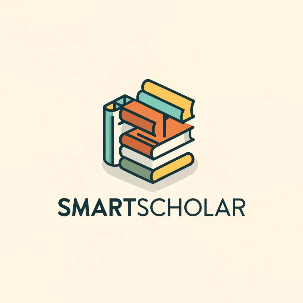 a logo design,with the text 'Smart Scholar', main symbol: piled books, Minimalistic, be used in Education industry, clear background