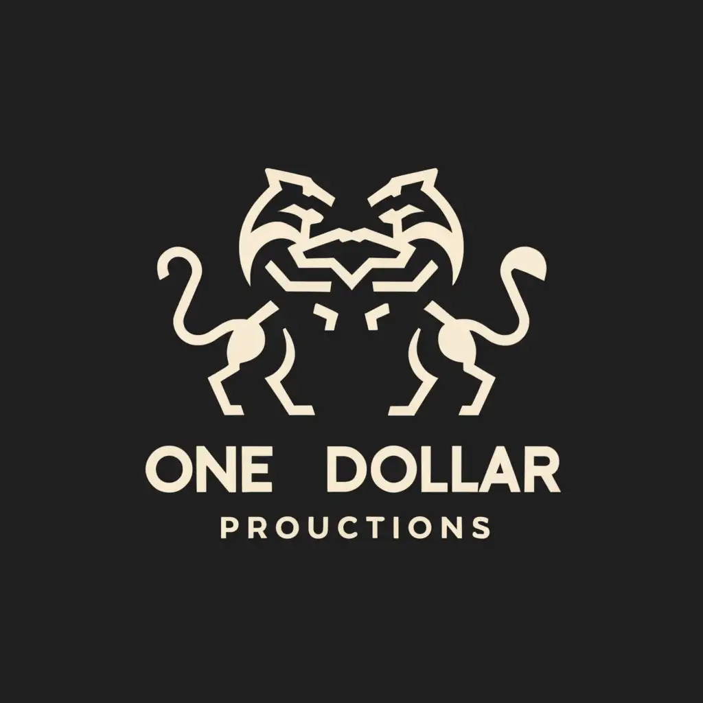 a logo design,with the text "One Dollar Productions", main symbol:A wolf and a Pantera fighting,Minimalistic,be used in Entertainment industry,clear background