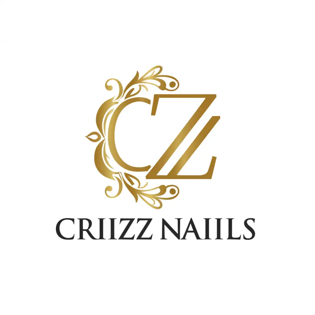 a logo design,with the text "Crizz Nails", main symbol:GOLD LETTER CZ,complex,be used in Beauty Spa industry,clear background