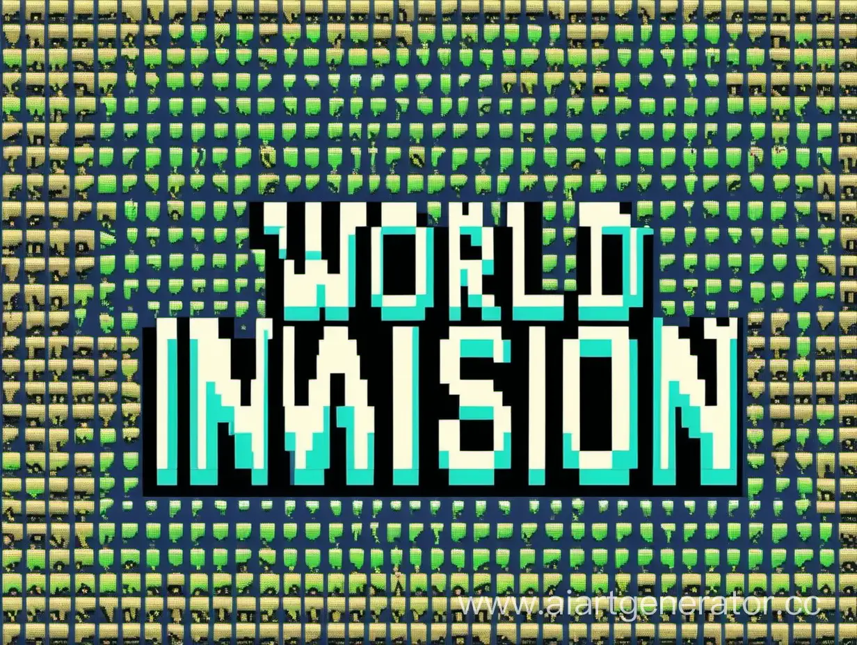 надпись "World Invasion" в стиле pixel art