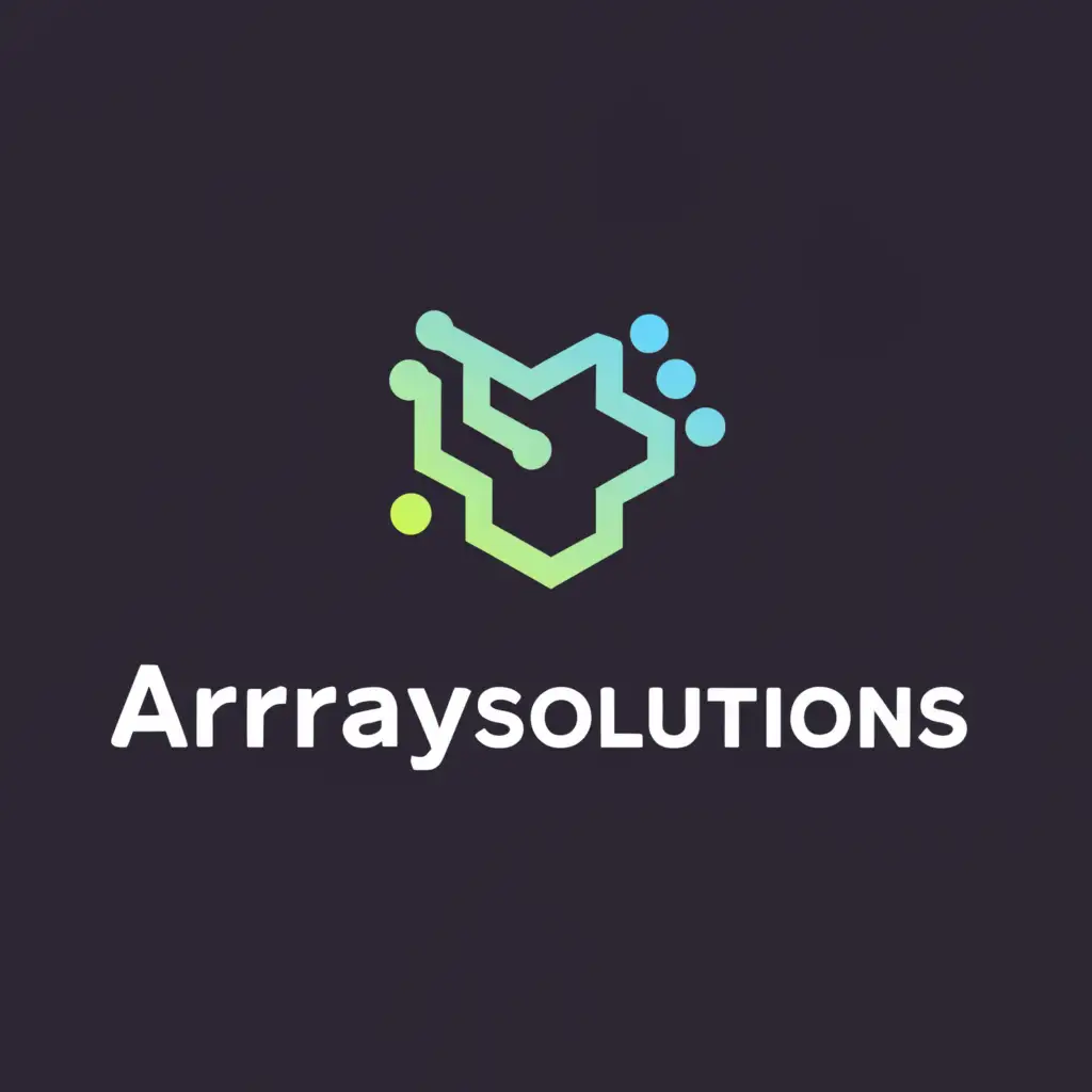 a logo design,with the text "ArraySolutions", main symbol:Programing, AI,Minimalistic,clear background
