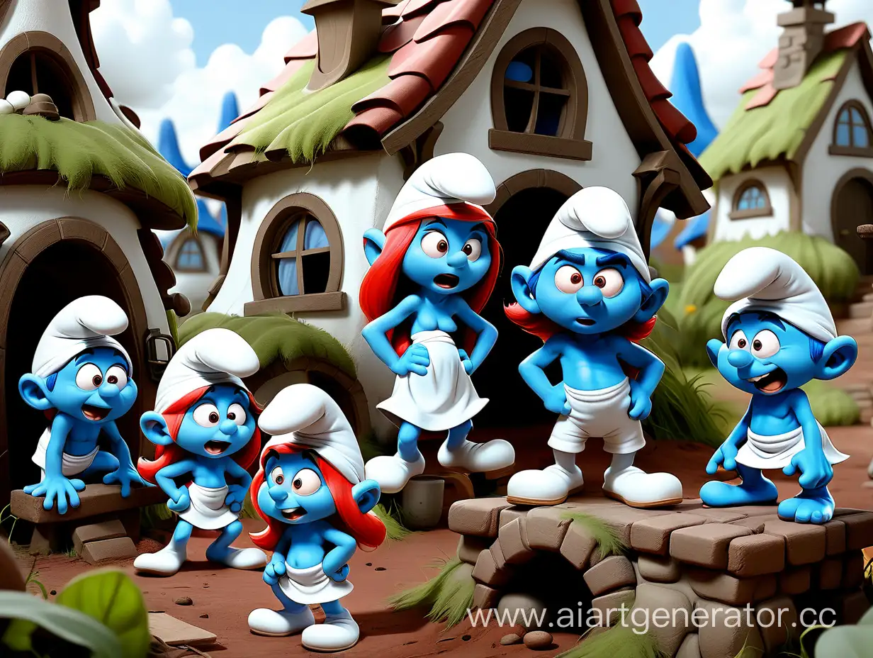 Smurfs in a Smurf village