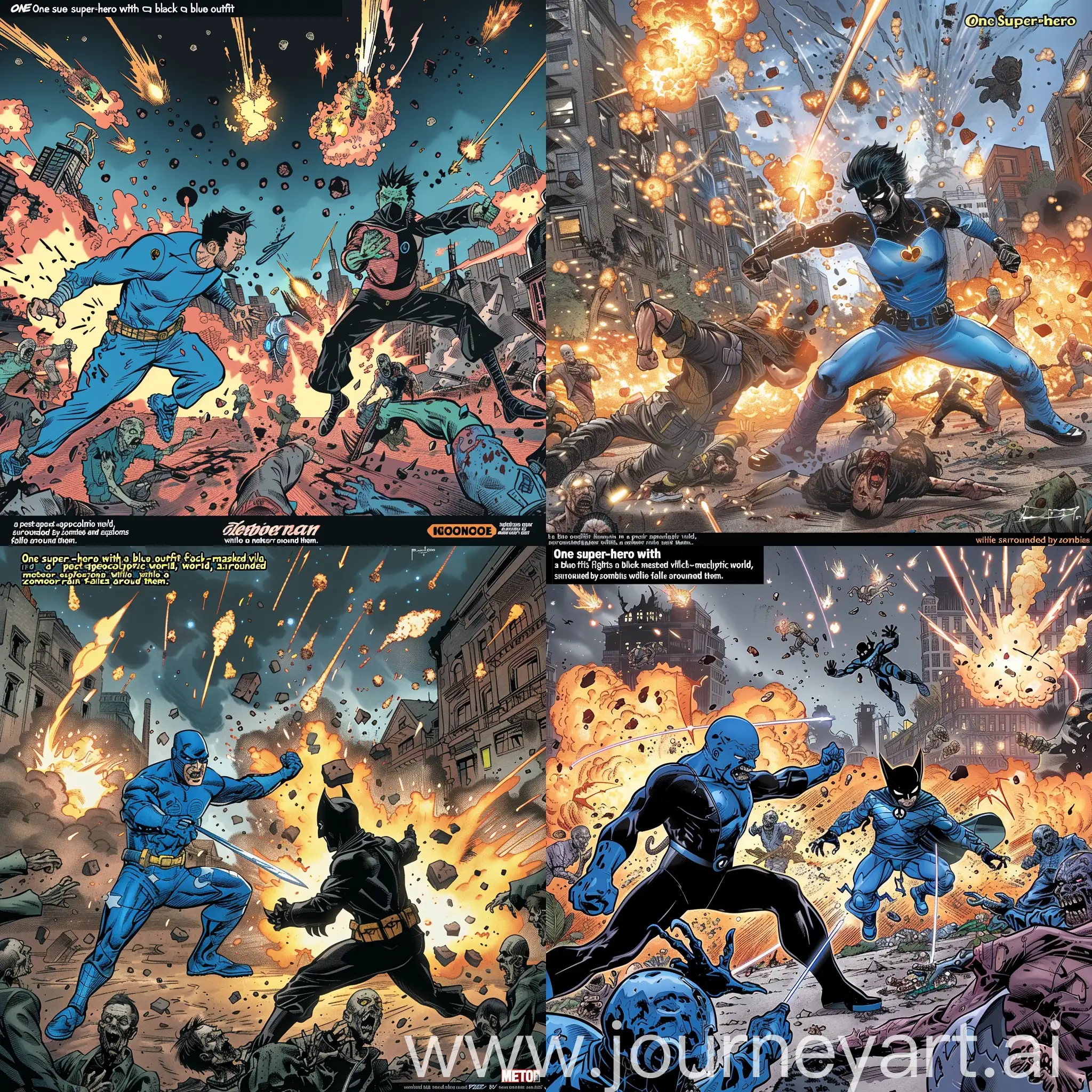 Epic-Battle-Blue-Superhero-Confronts-BlackMasked-Villain-in-PostApocalyptic-Chaos