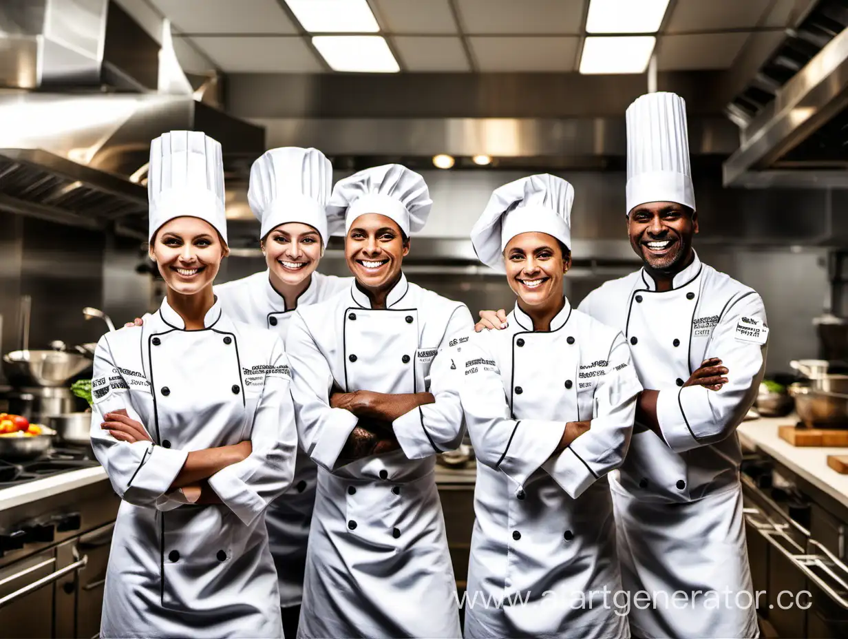 Chefs-Smiling-in-Clean-Kitchen-Welcoming-New-Team-Member