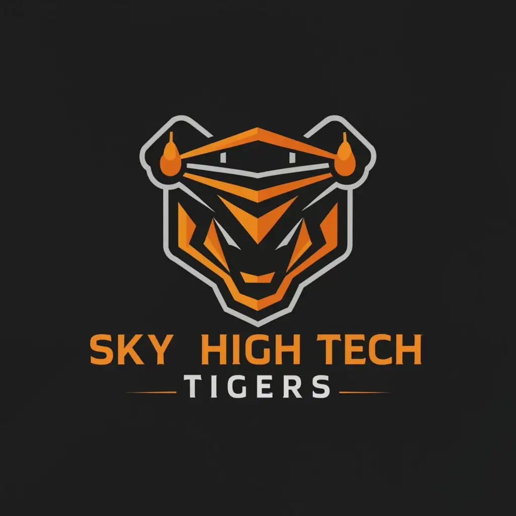 a logo design,with the text "Sky High Tech
tigers", main symbol:drone
black and orange
,Moderate,be used in Technology industry,clear background