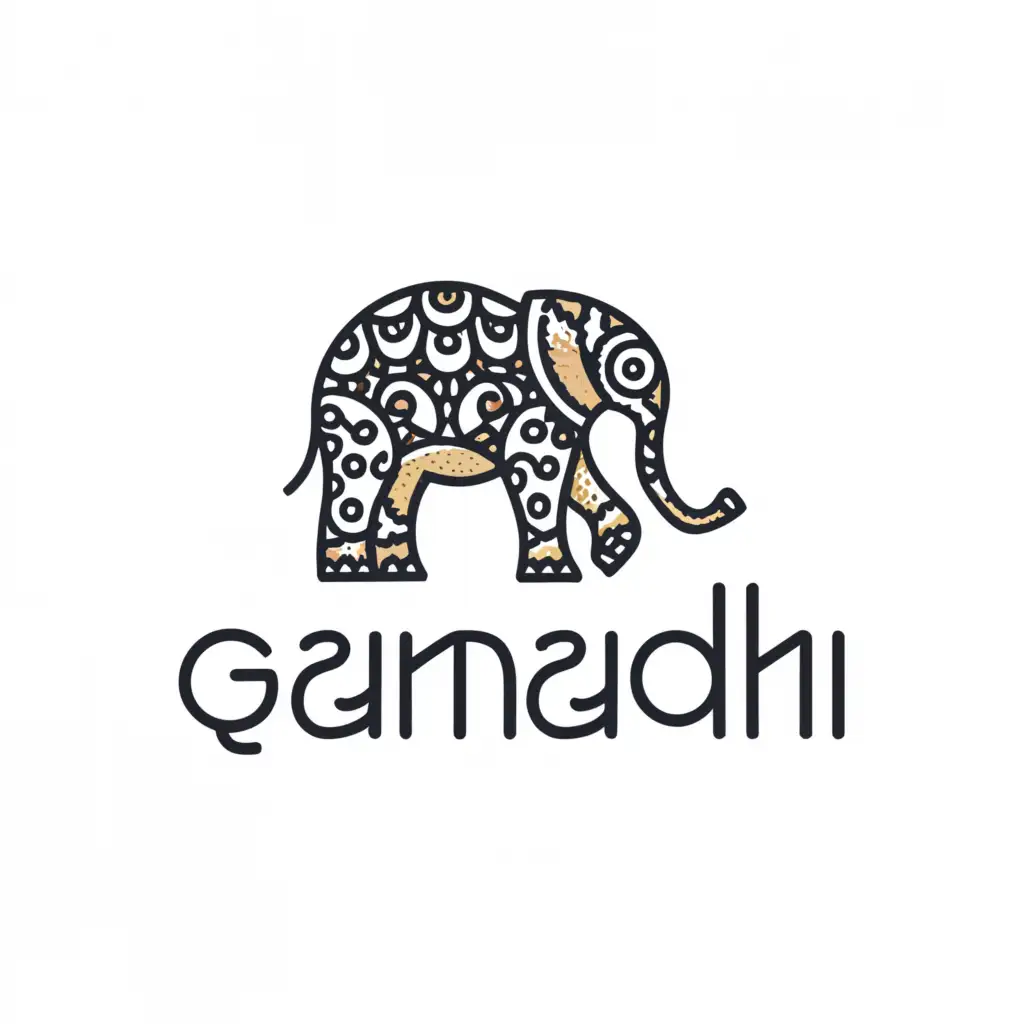 a logo design,with the text "Ganadhi", main symbol:Elephant,complex,be used in Nonprofit industry,clear background