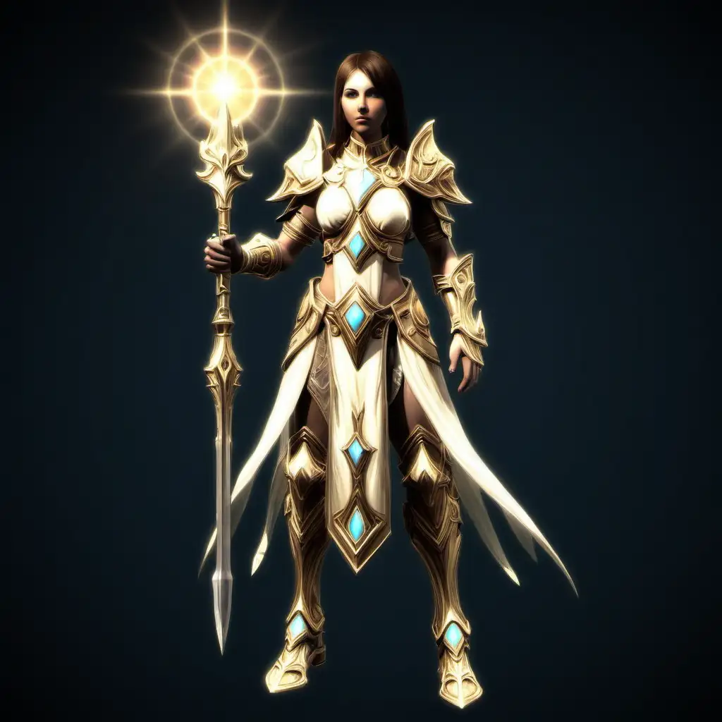 Radiant Guardian of Light Female Protector with Glowing Aura