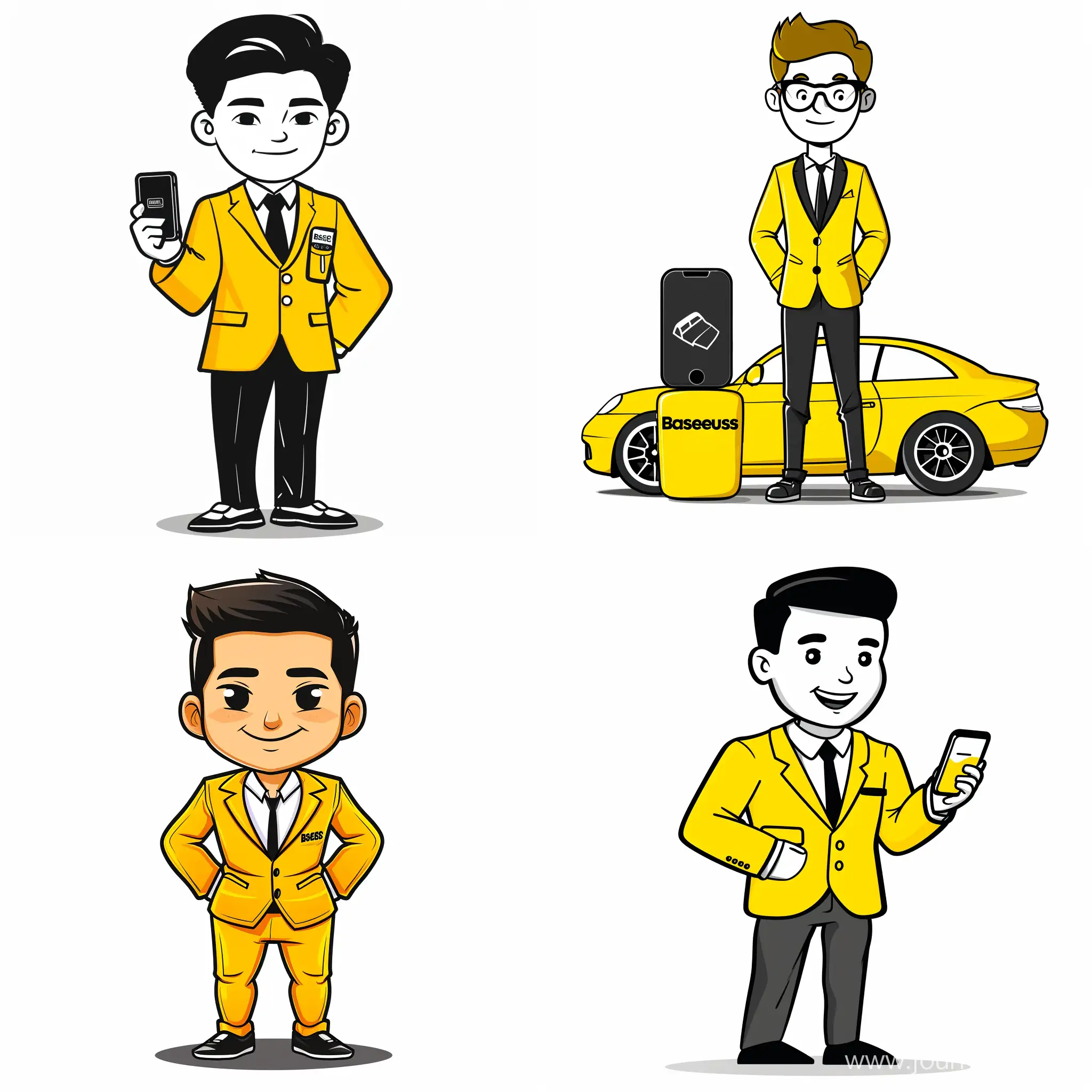 Cartoon character assistant consultant salesperson of the "Baseus" brand - accessories for smartphones, car accessories, computer peripherals
Consultant suit color yellow black and white