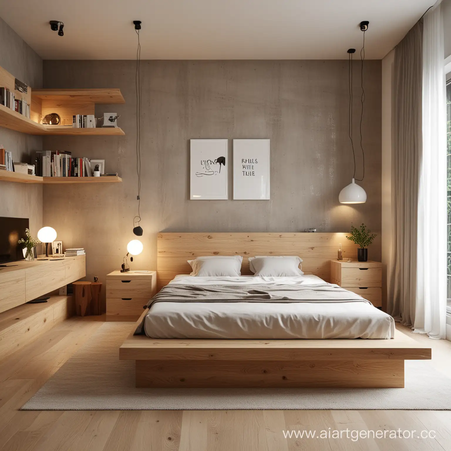 придумай интересный и простой дизайн интерьера мебели в комнате 