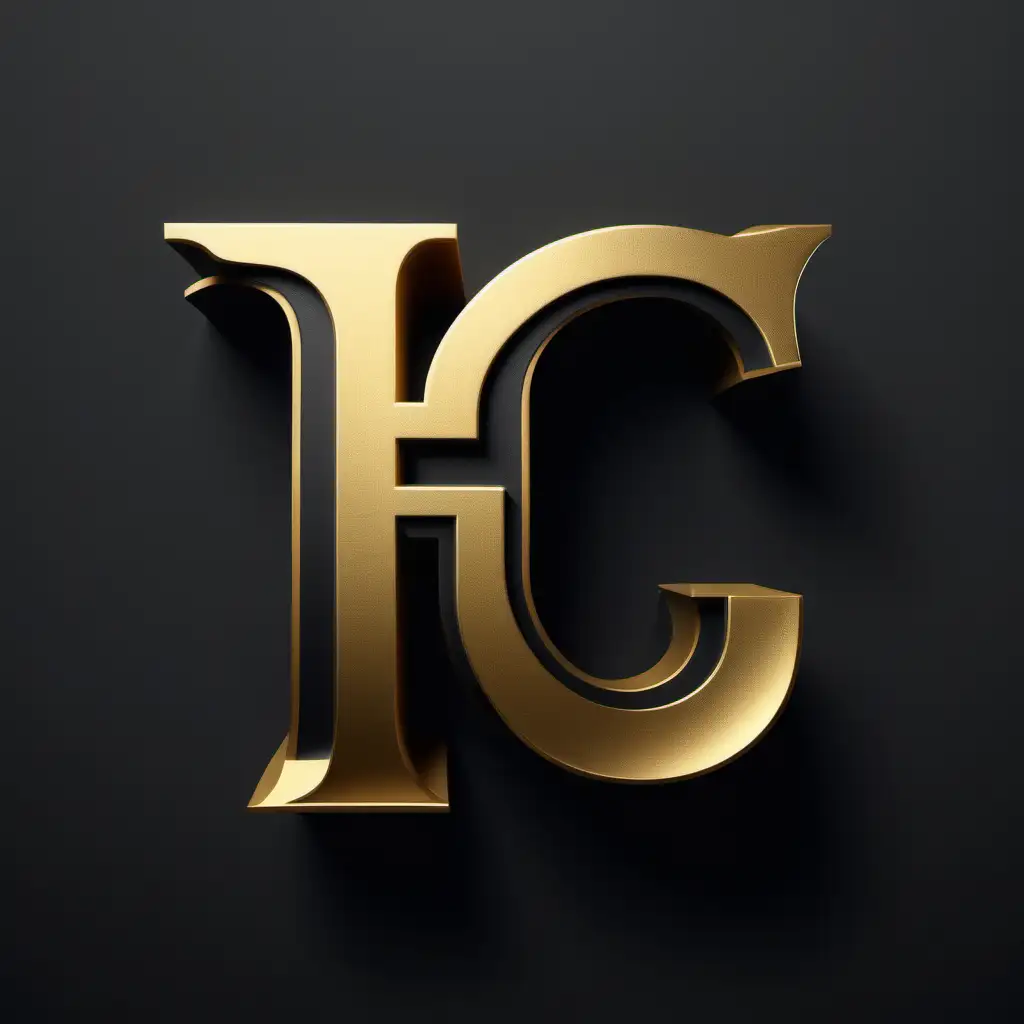 Create a 3d logo with the letters "T" & "G" in black and gold