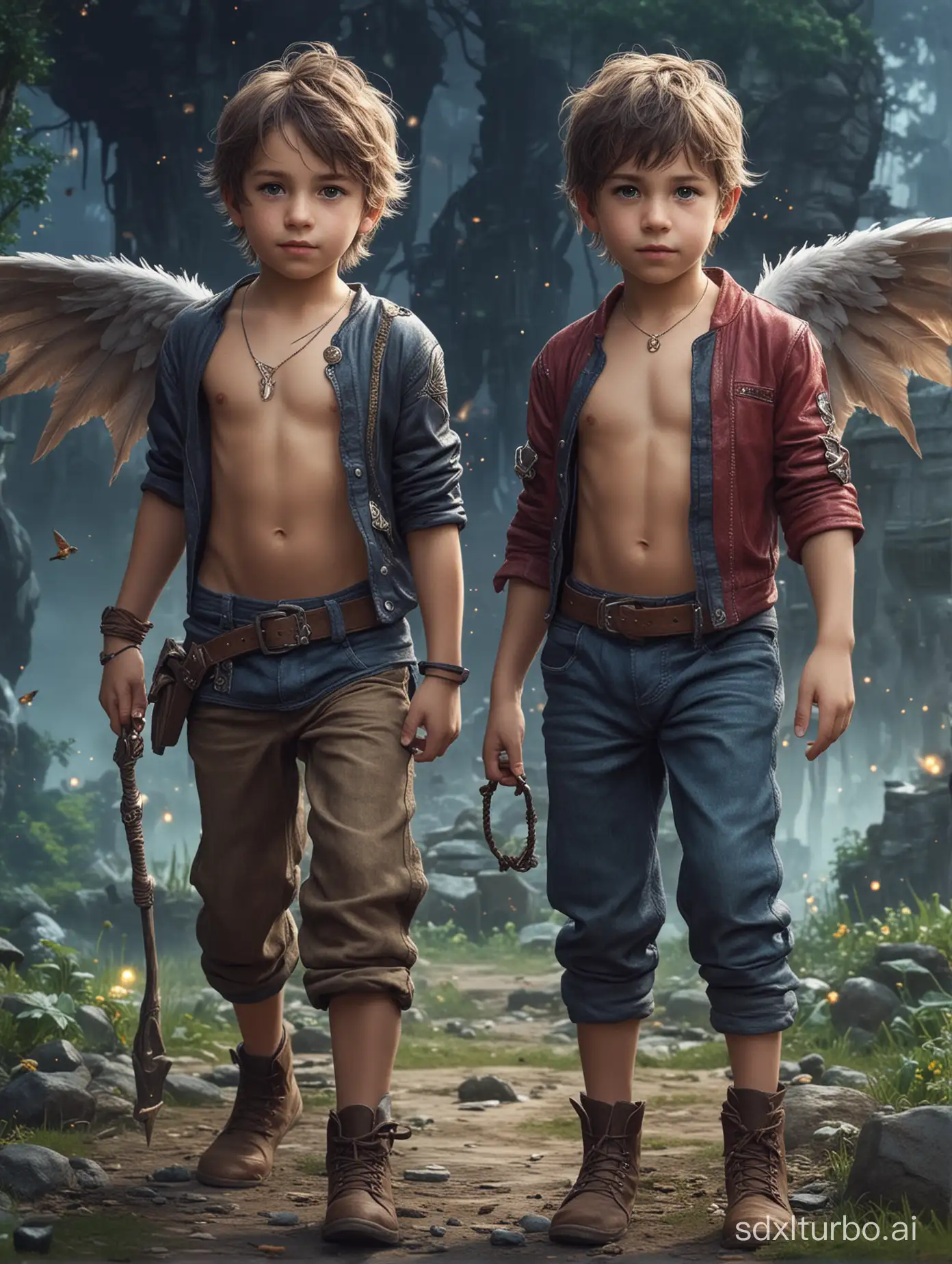 Young-Boys-Embracing-Magic-in-an-Enchanted-Forest