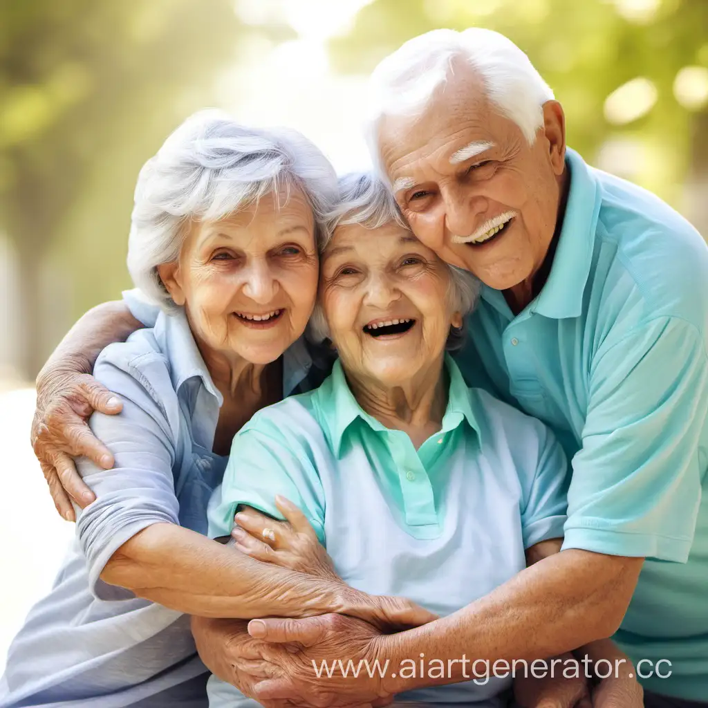 счастливые бабушка и дедушка