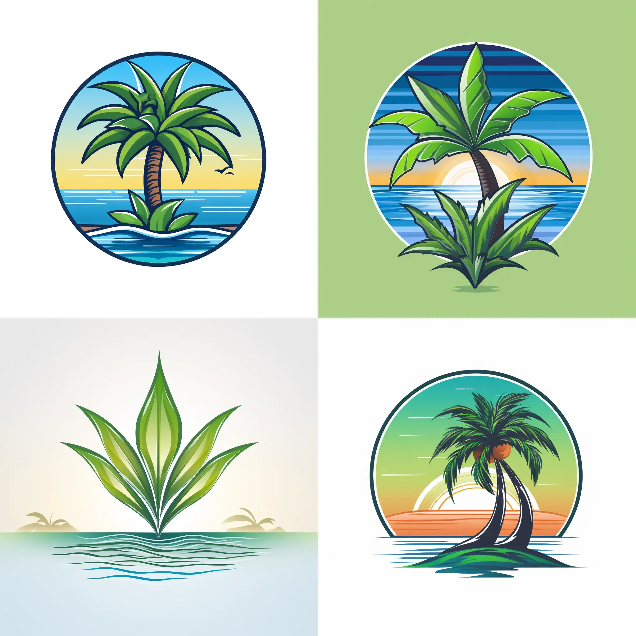 Tropical-Harmony-Logo-Exquisite-Coconut-Tree-and-Aloe-Plant-Design