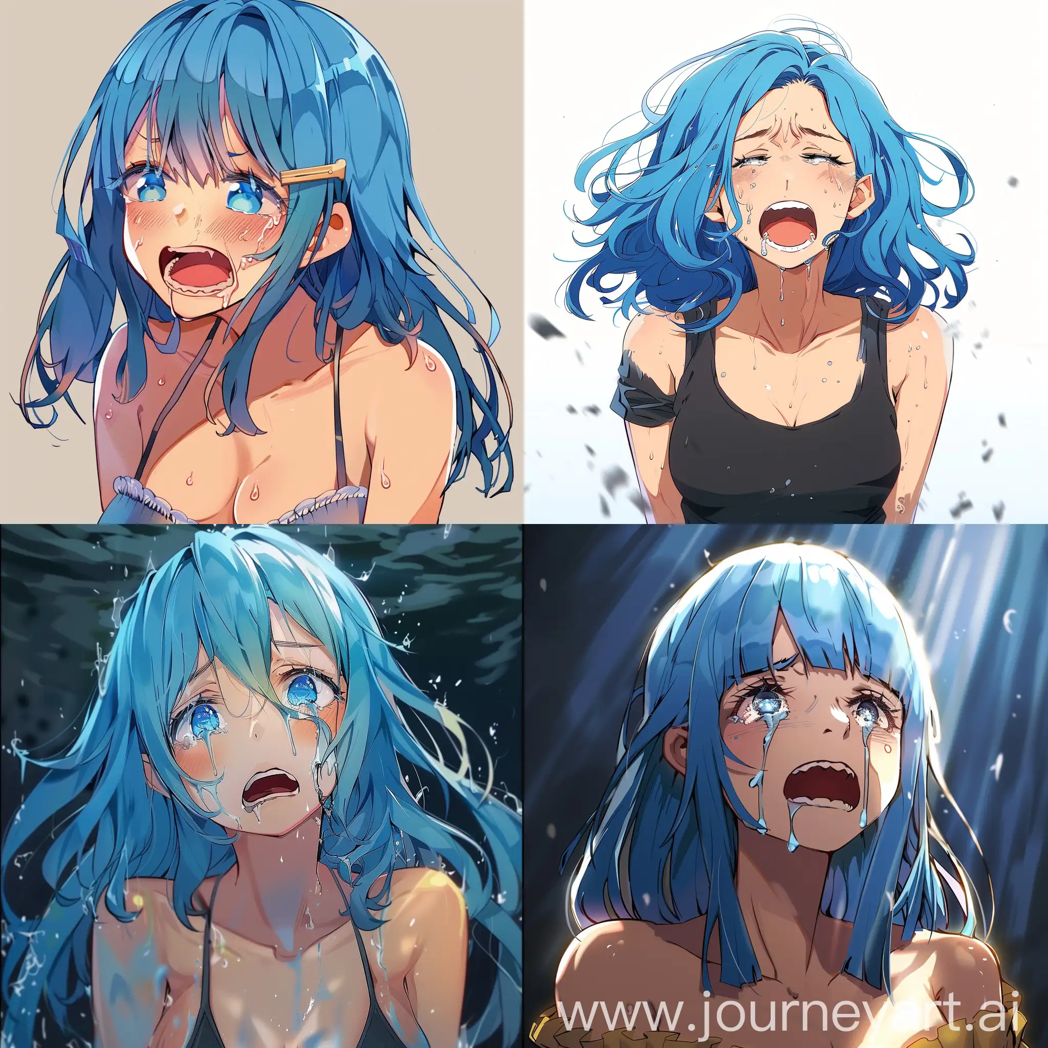 BlueHaired-Anime-Girl-Crying-in-Exquisite-Anguish