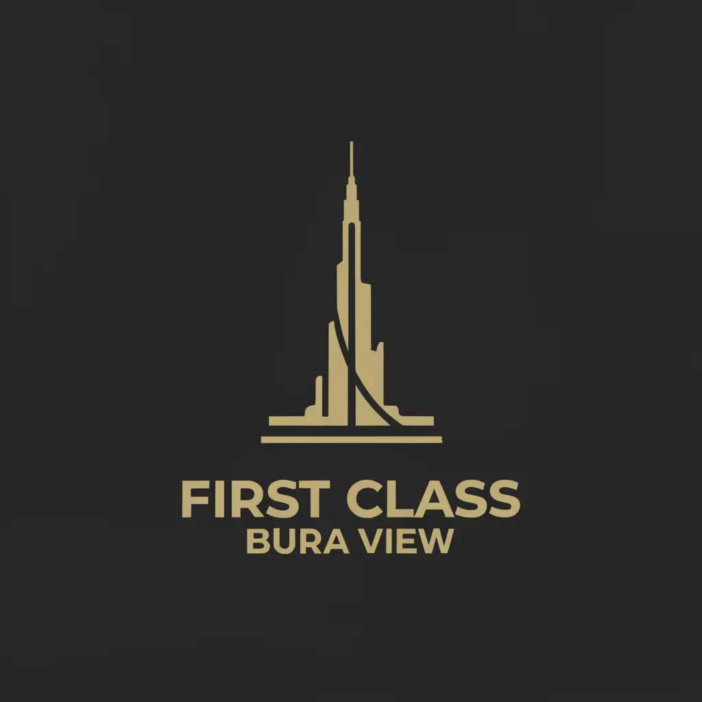 a logo design,with the text "First Class
Burj View", main symbol: Burj Khalifa, Minimalistic outline, be used in Real Estate industry, clear background
