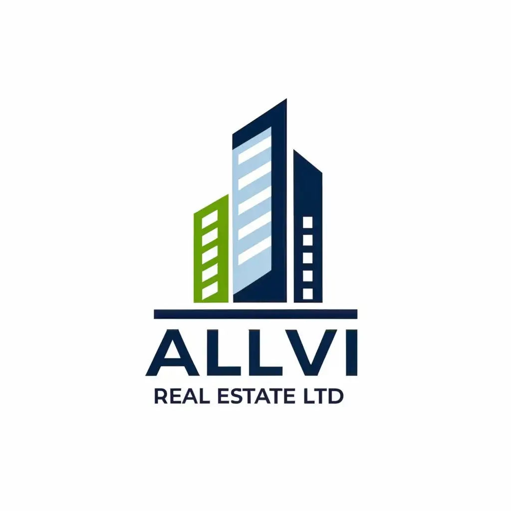 logo, Building, with the text "Alvi Real Estate Ltd", typography, be used in Real Estate industry