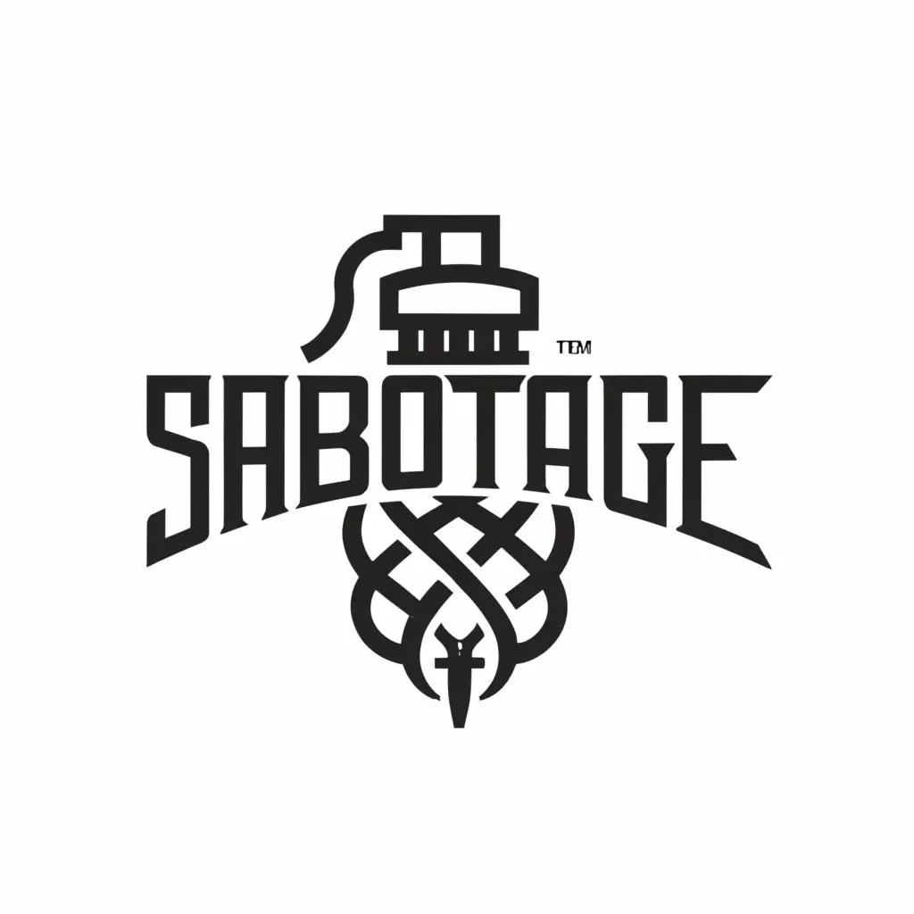 a logo design,with the text "SABOTAGE", main symbol:tattoomachine with grenade,Minimalistic,clear background
