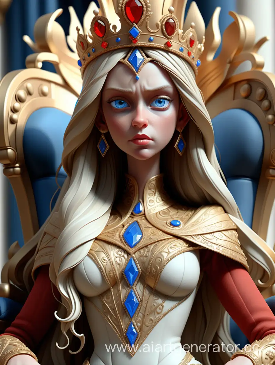 Majestic-RedGold-Attired-Girl-Queen-on-Throne