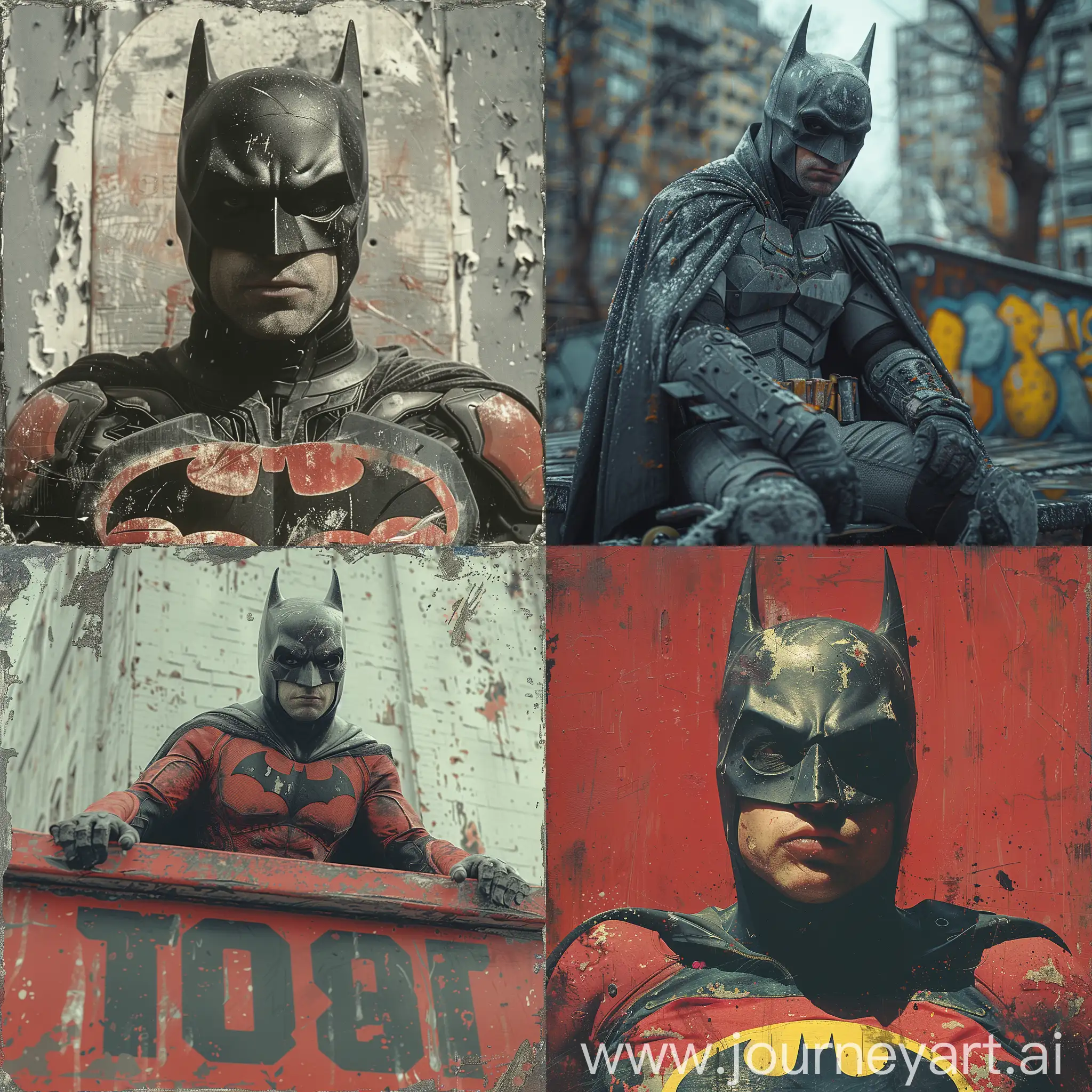 Batman-Skateboarding-Urbancore-Sovietwave-Portrait-in-Coded-Patterns