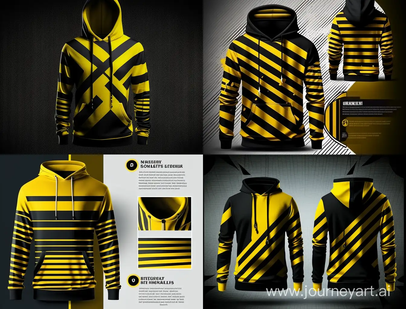 Hoodie for man, black and yellow color, Cross stripe design, 3d mockup, Creative, Teenager targeted, Full hoodie pattern with durch color watermark,
