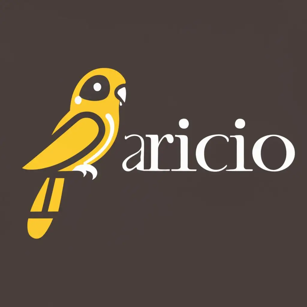 logo, parakeet
, with the text "Aricio", typography