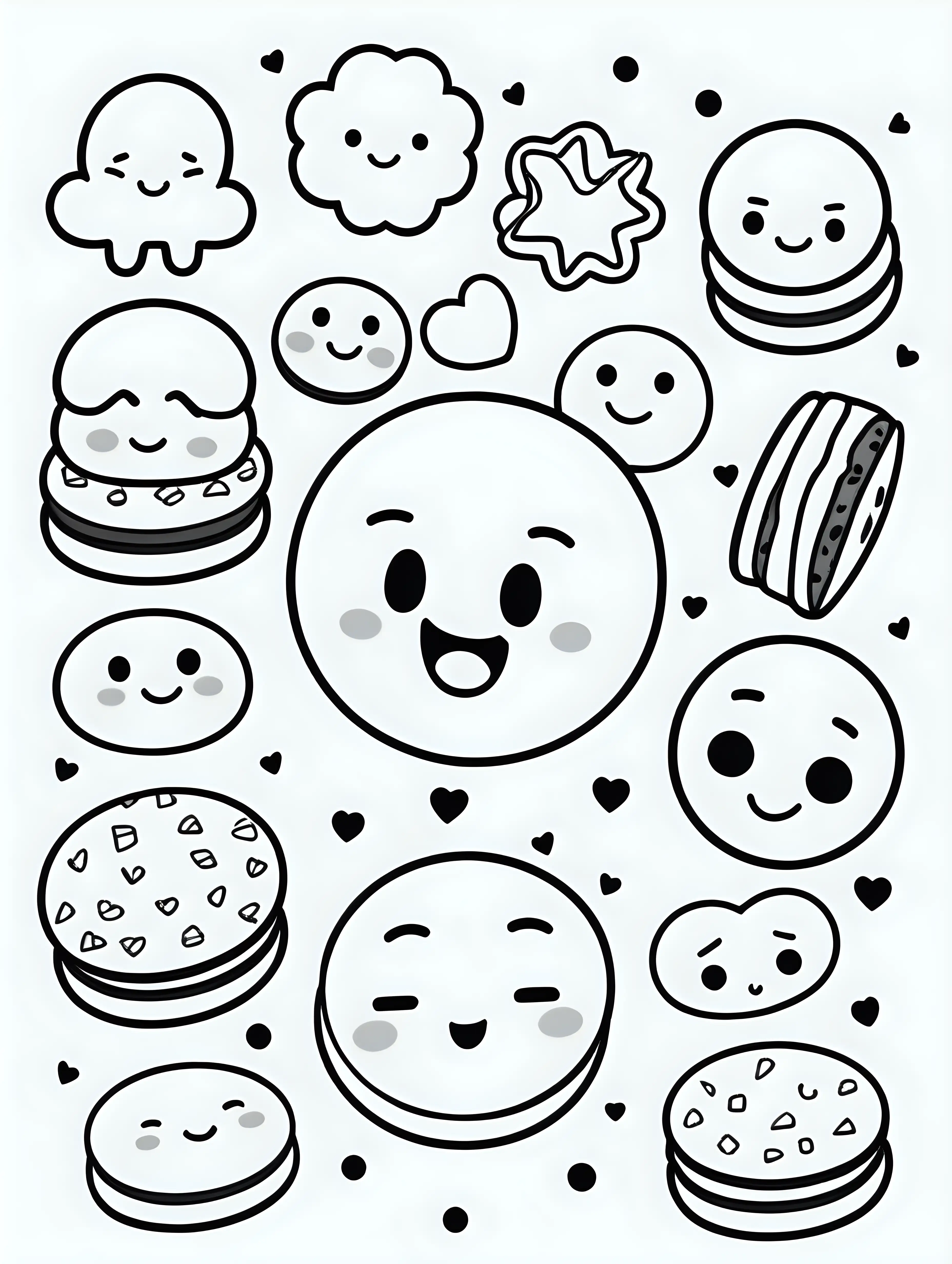Adorable Cartoon Drawing of Cute Cookies on Clean White Background