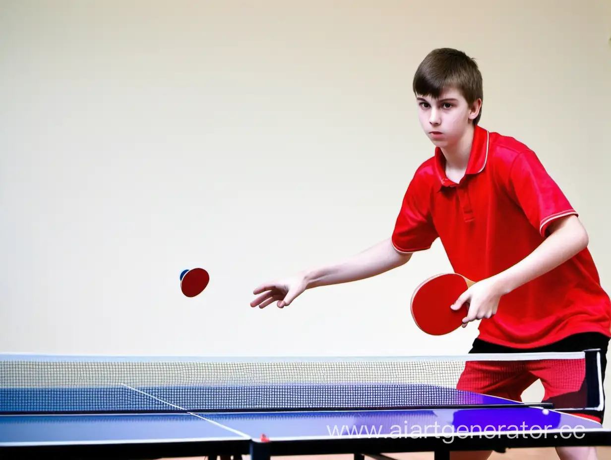Teenager-Engages-in-Dynamic-Table-Tennis-Match