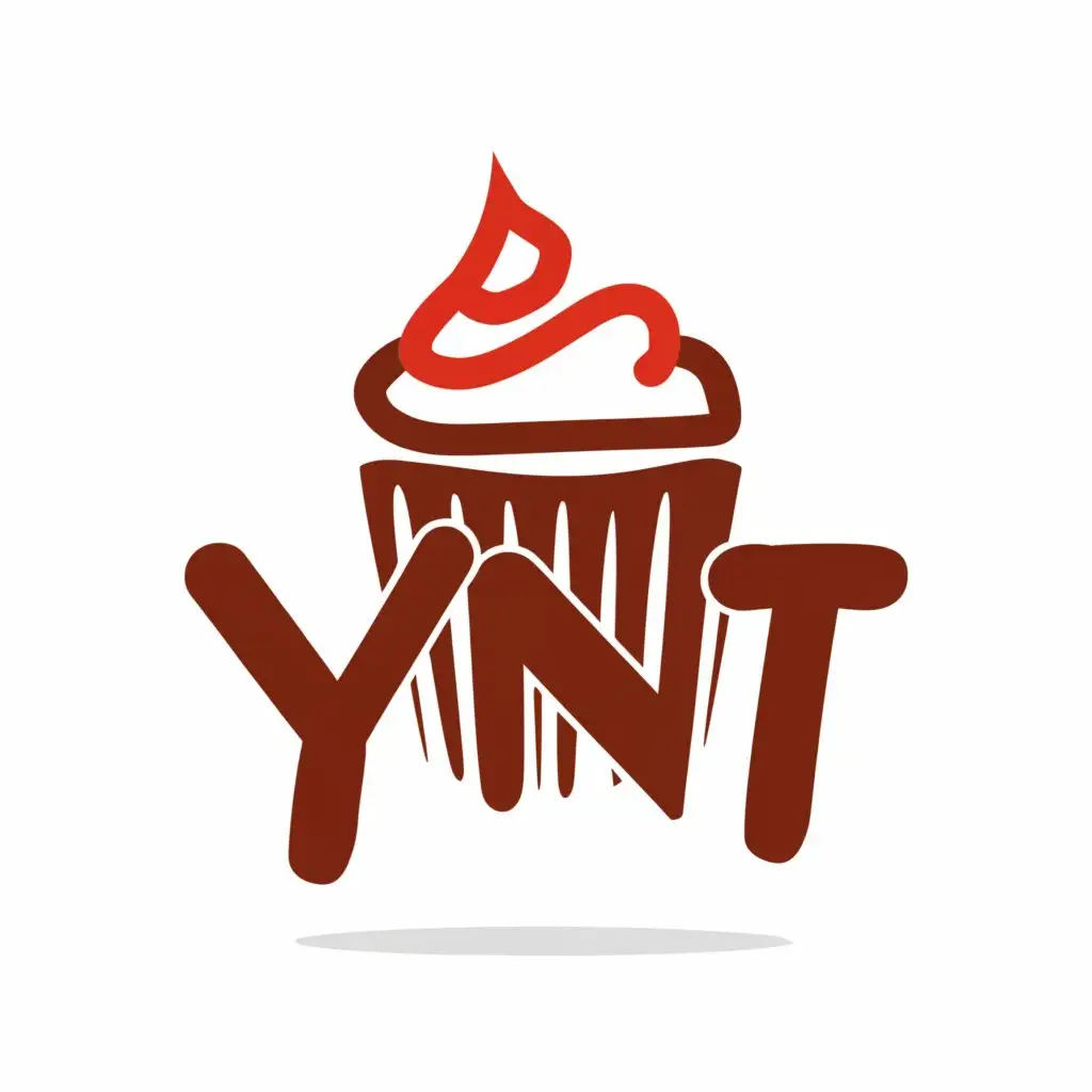 a logo design,with the text "Ynt", main symbol:Red cupcake,Moderate,be used in Internet industry,clear background
