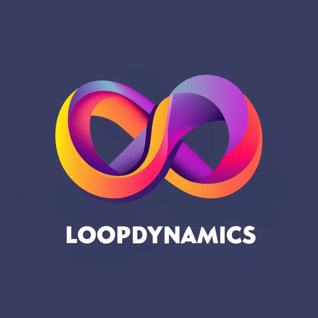 logo, 3 dimensional infinity symbol with dynamic lines, with the text "loopdynamics", typography, be used in Technology industry