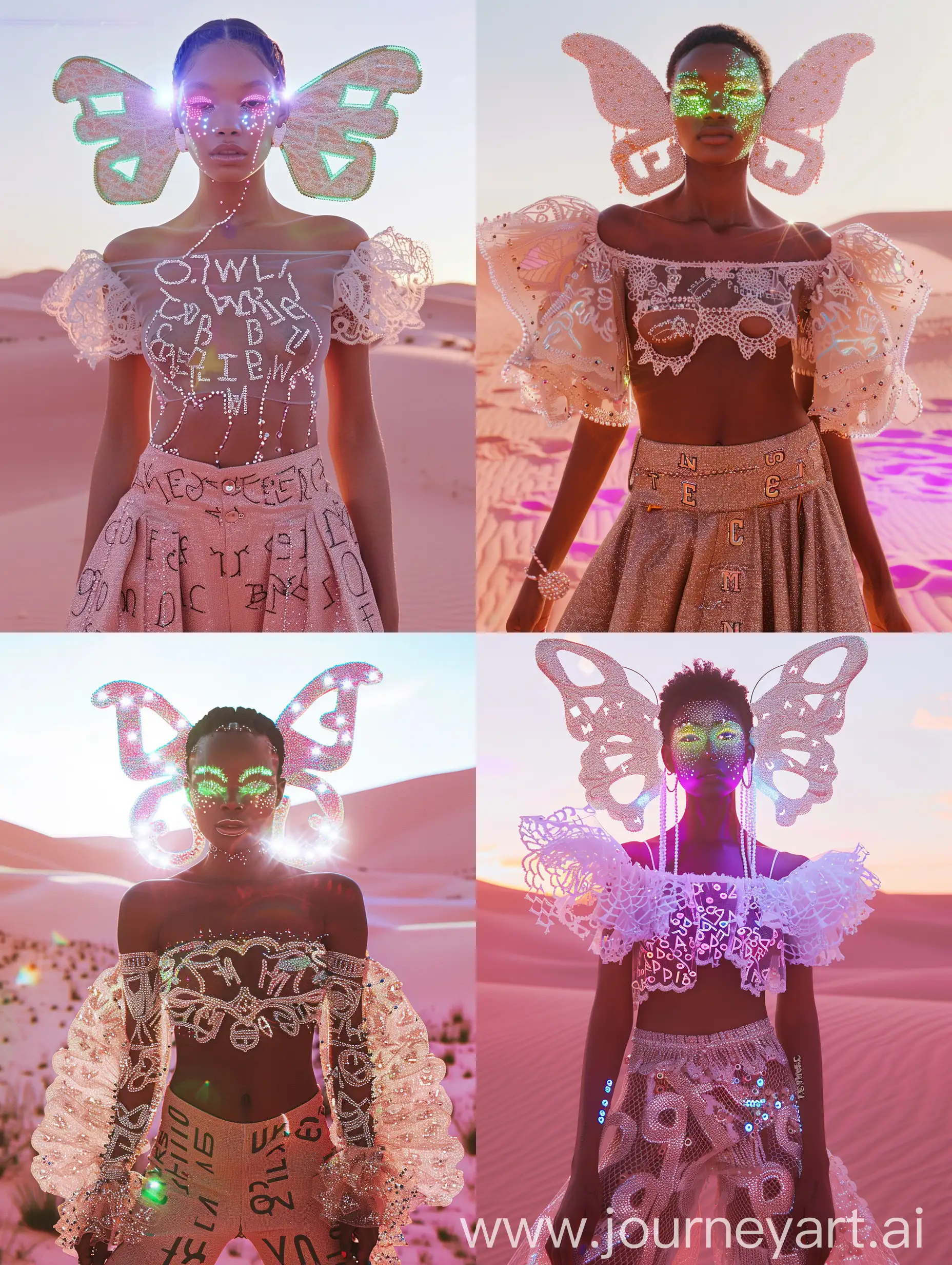 Neon-Glitter-Butterfly-Makeup-Fashion-Model-in-Letter-Earrings