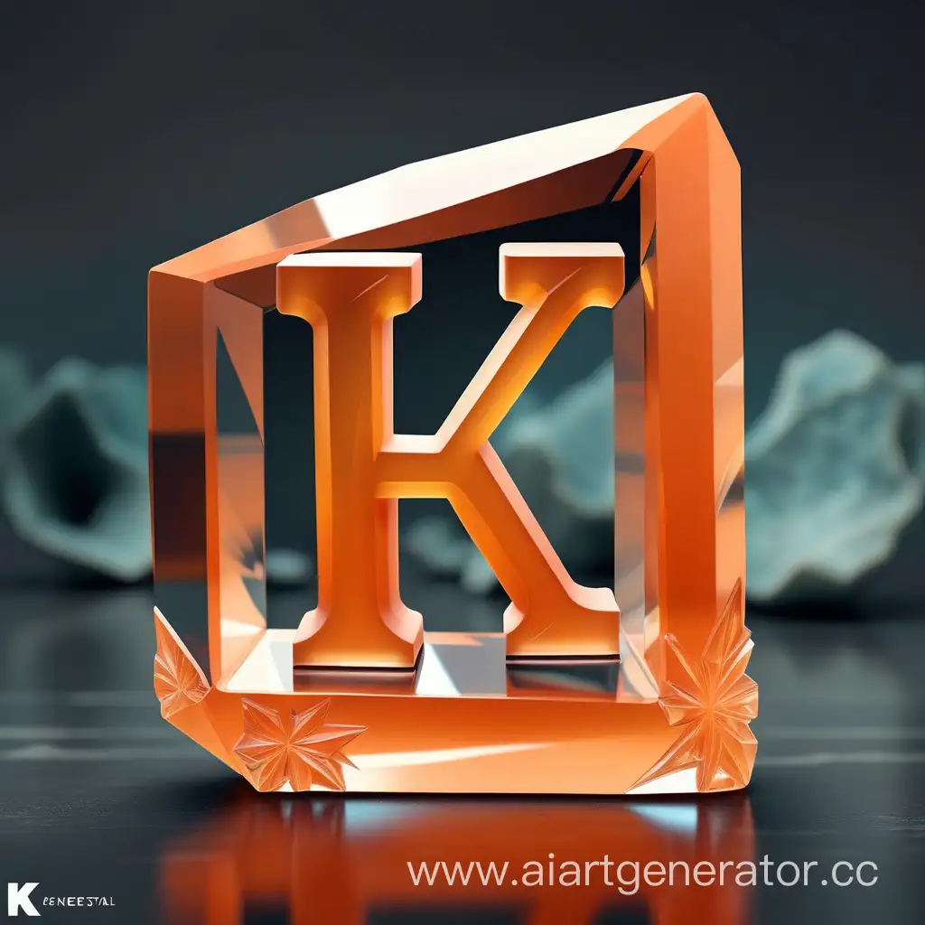 Carved-Orange-Crystal-with-Intricate-K-Design