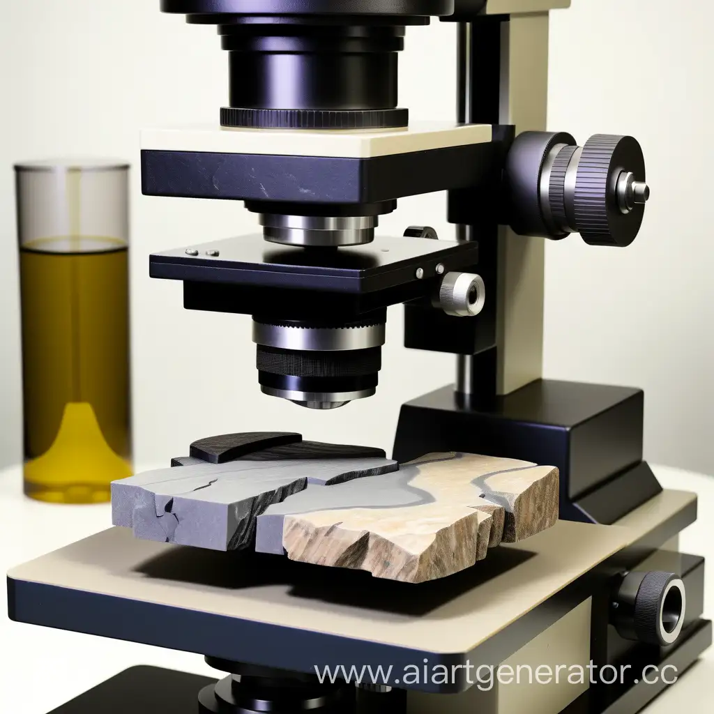 микроскоп с цилиндрическим образцом гнейса на испытание 
