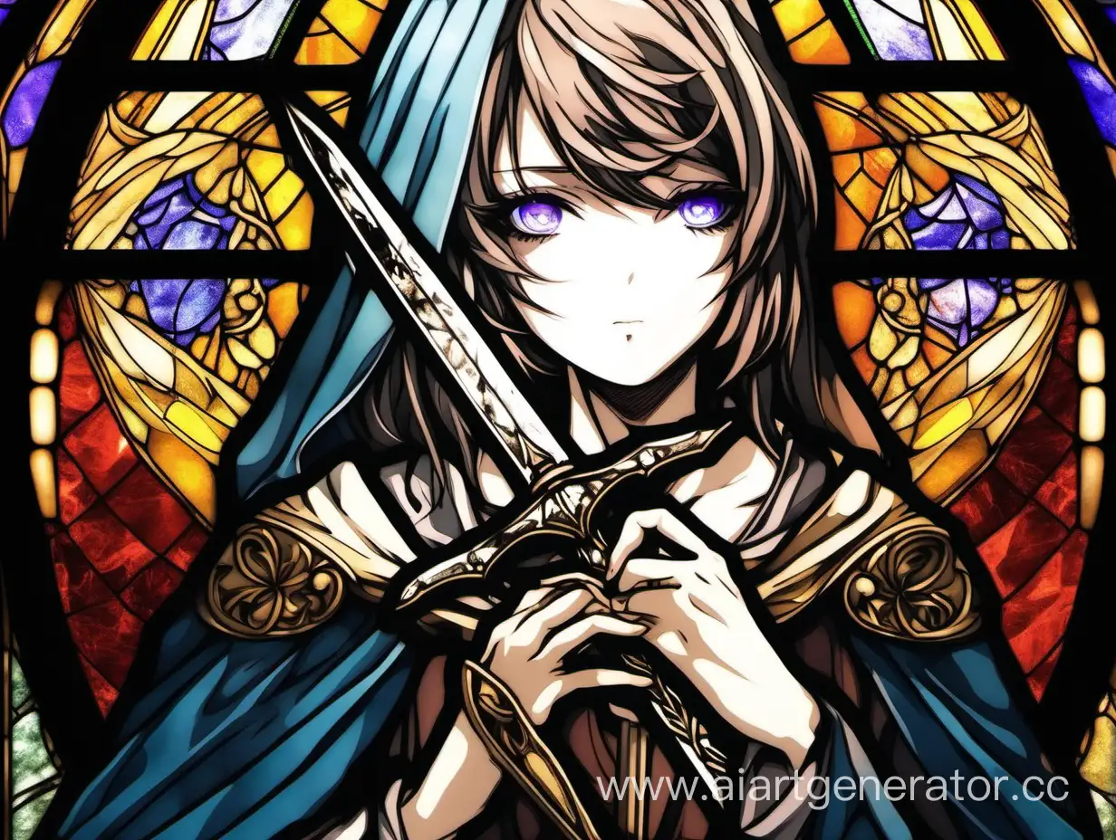 AnimeInspired-Stained-Glass-Portrait-Enigmatic-SwordWielding-Girl