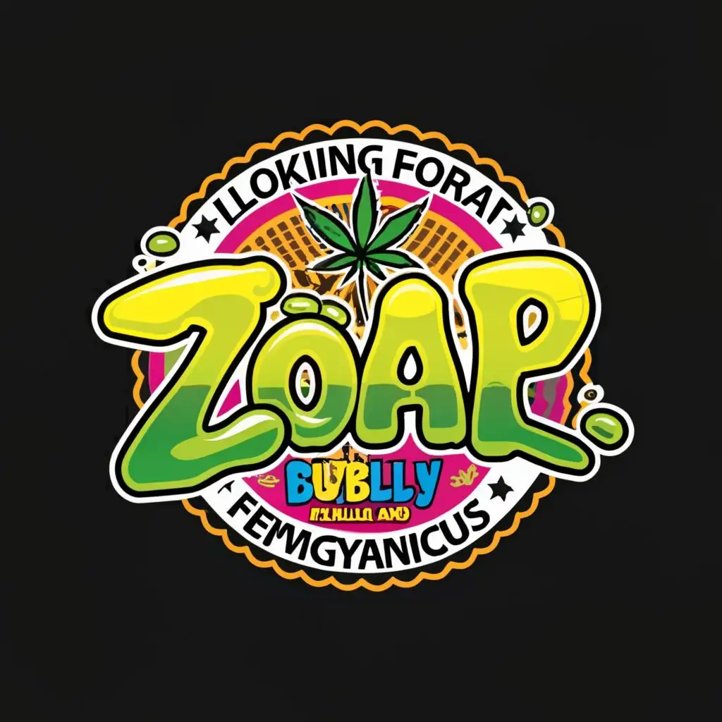 logo, Looking for a design for the marijuana strain Zoap. Ideally will be bright and vibrant in color with a simple cartoonish style. soapish design that is ZOAP bubbly female eye catching and candylicous!, with the text "Looking for a design for the marijuana strain Zoap. Ideally will be bright and vibrant in color with a simple cartoonish style. soapish design that is ZOAP bubbly female eye catching and candylicous!", typography, be used in Real Estate industry