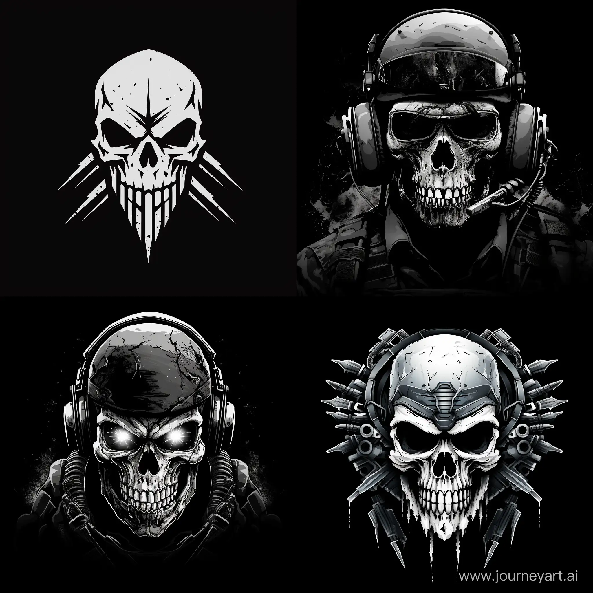 Striking-Military-Company-Logo-with-Skull-in-Bold-Black-and-White