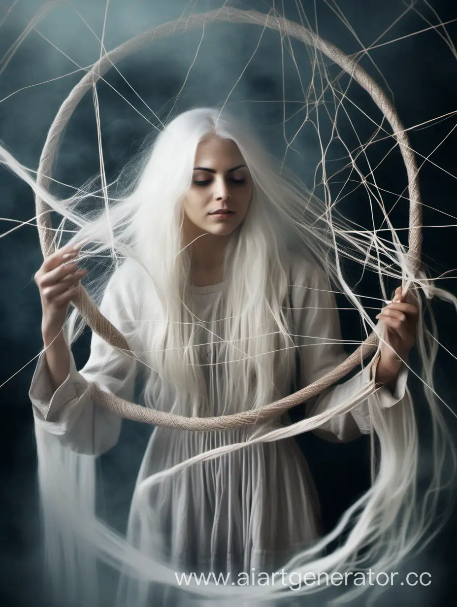 Enchanting-Weaver-Magical-Scene-with-an-Adult-Girl-Spinning-Threads-in-Mist
