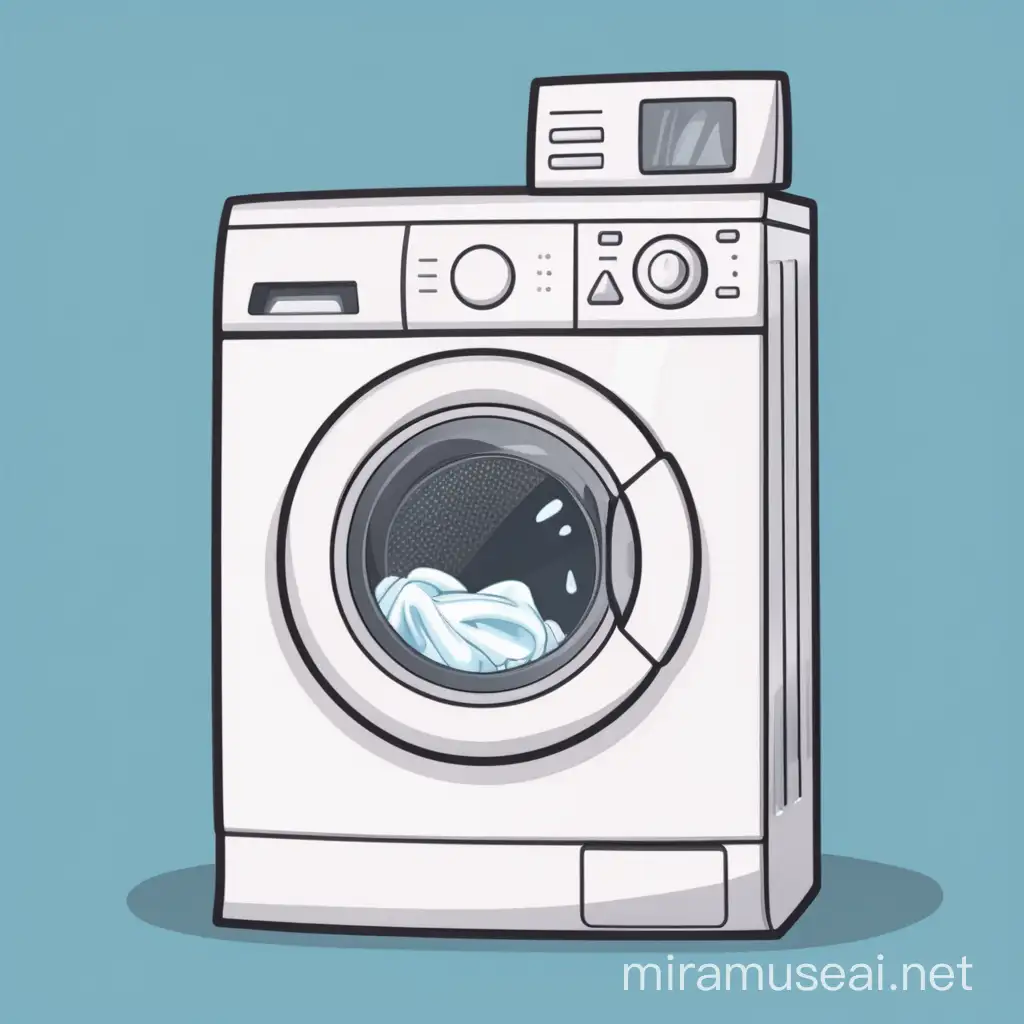Colorful Cartoon Washing Machine Playful Appliance Illustration