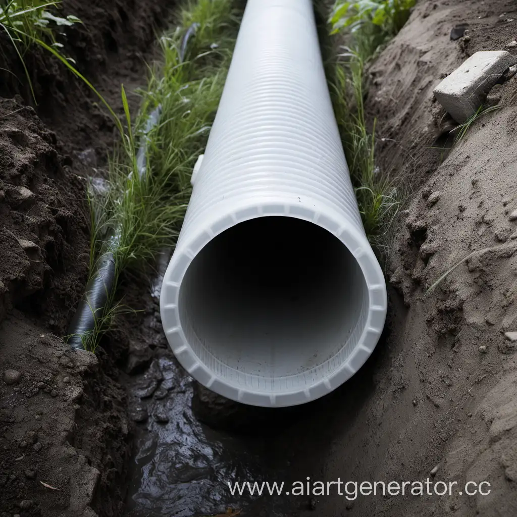 sewer plastic pipe front view
