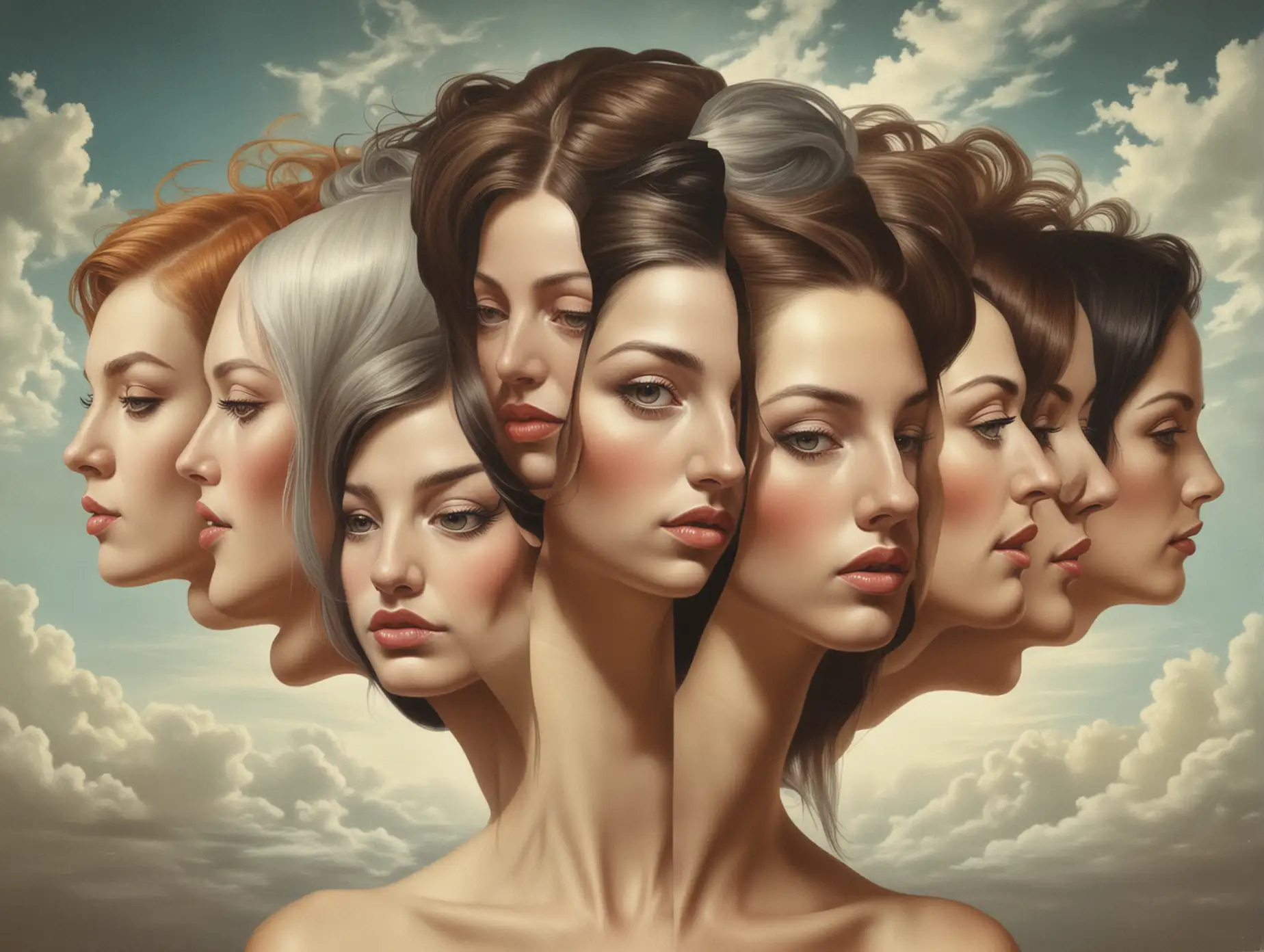 Several women in one woman's head
surrealism
