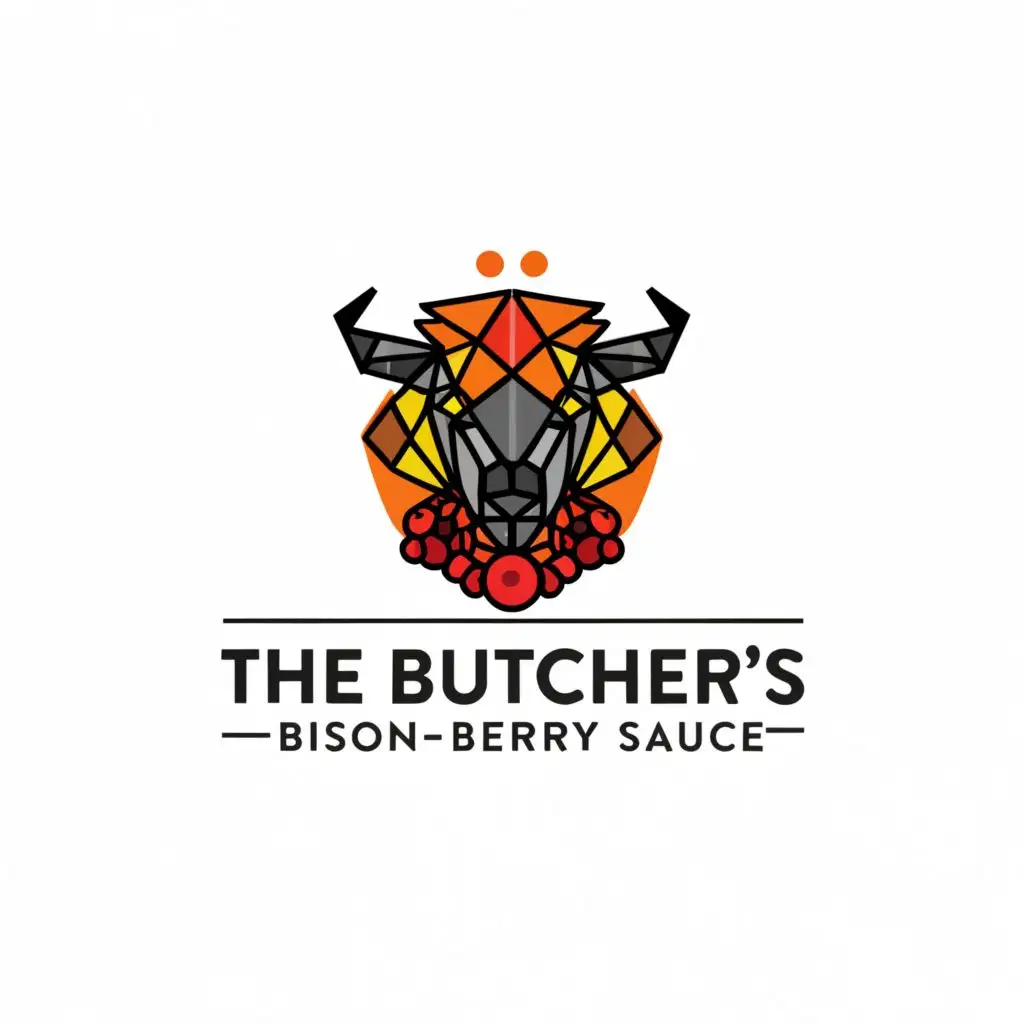 a logo design,with the text "The Butcher's Bison Berry Sauce", main symbol:Bison, berry,Minimalistic,be used in Restaurant industry,clear background
