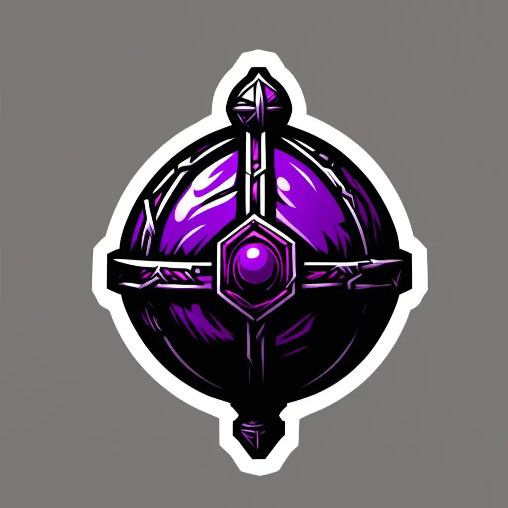 Vibrant Freestanding Black and Purple Orb Icon in Colorful Darkest Dungeon Style