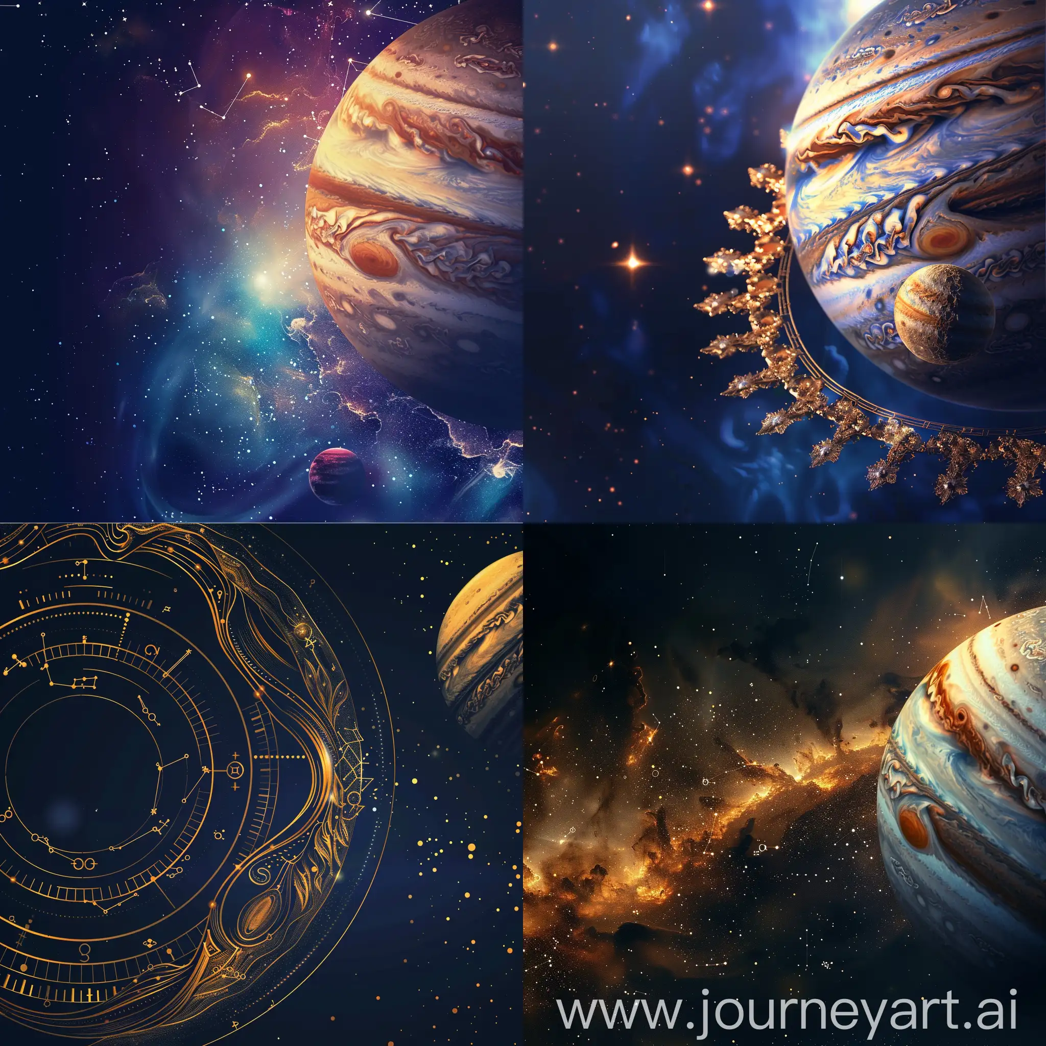 create a background for astrology with jupiter on the right side