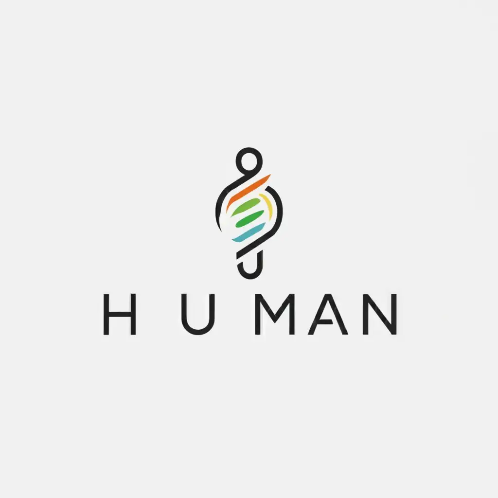 a logo design,with the text "HUMAN", main symbol:DNA MAN,Moderate,clear background