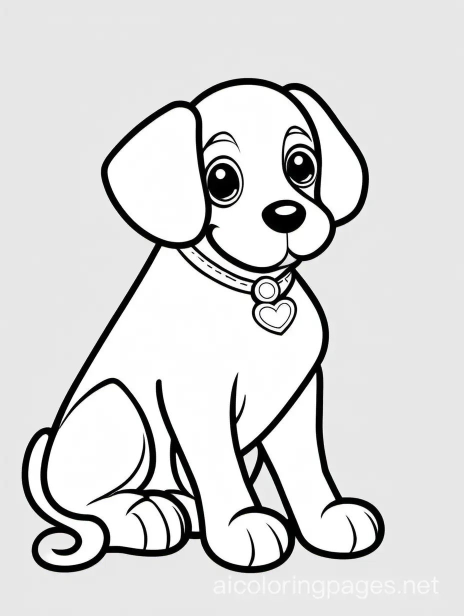 cute dog for kids just dog, Coloring Page, black and white, line art, white background, Simplicity, Ample White Space. The background of the coloring page is plain white to make it easy for young children to color within the lines. The outlines of all the subjects are easy to distinguish, making it simple for kids to color without too much difficulty