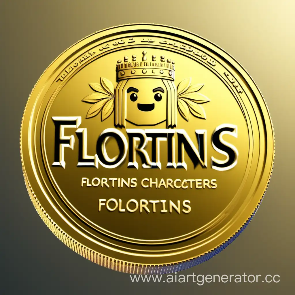 красивая золотая монета с роблоксером по середине и надписью наверху "Флоринс"
