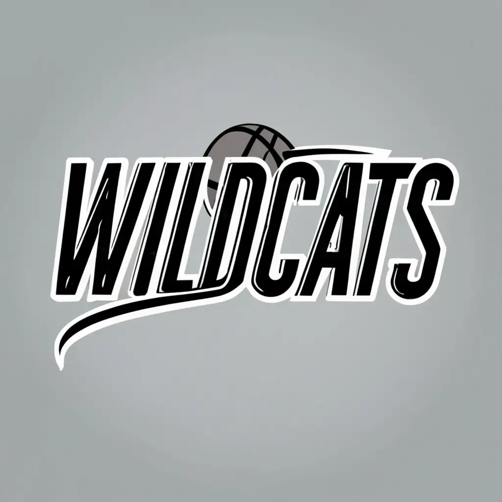 logo, word only, basketball, black & white, simple, flat style, with the text "WILDCATS", typography, be used in Sports Fitness industry